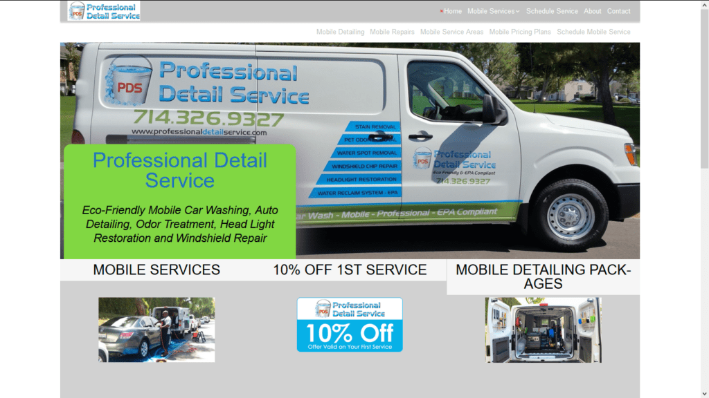 Starter Website created by Content Marketing Geek for Professional Detail Service in Irvine, CA.